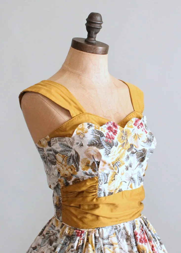 Vintage 1950s Provence Floral Cotton Sundress