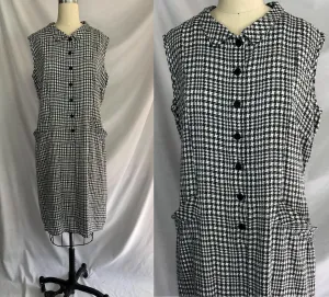 Vintage 40s 50s | Lynda Lou Gray & White Check Pinup Shift Day Dress | XL