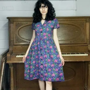 Vintage 80s does 50s | Floral Fit and Flare Dress