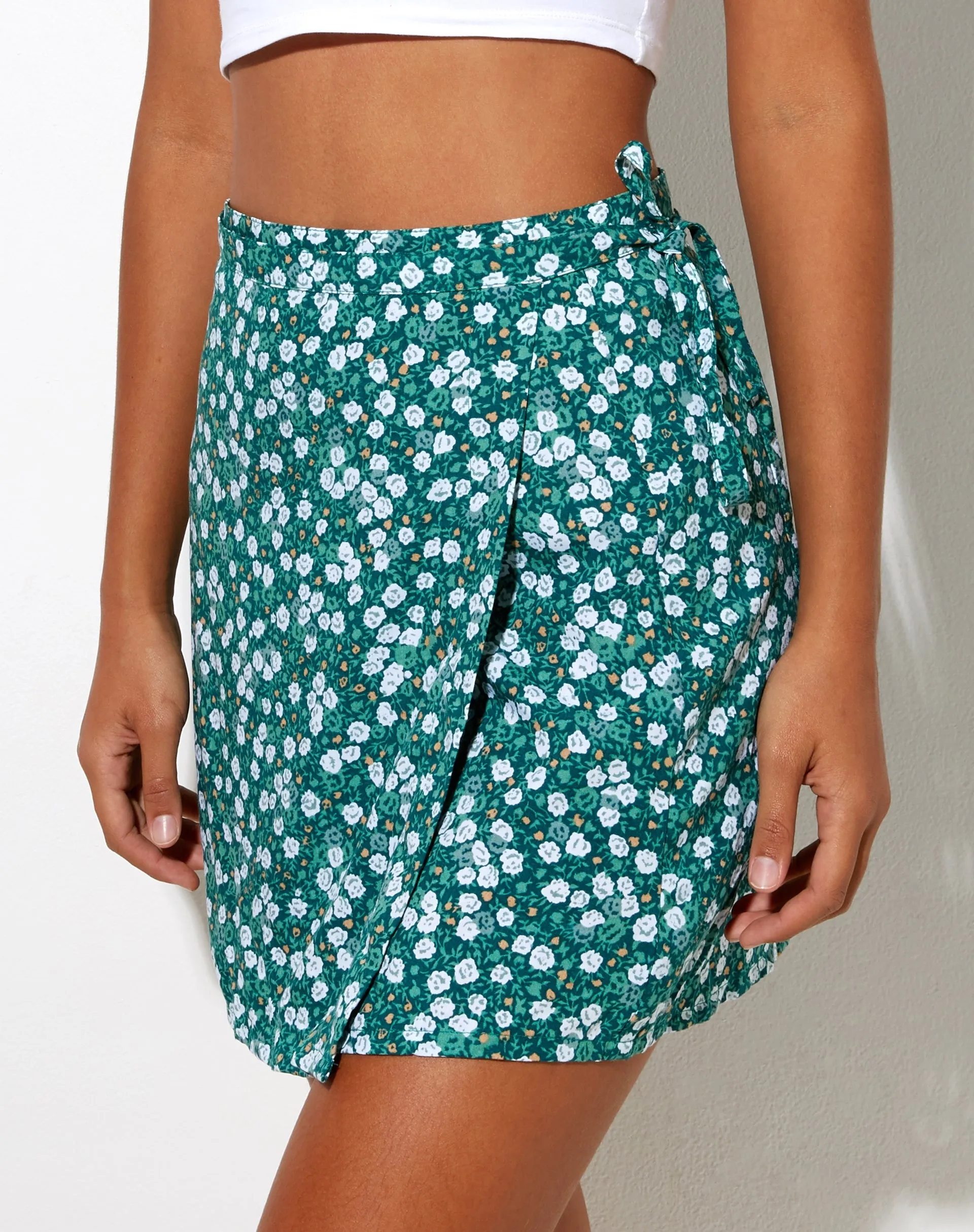 Volto Mini Skirt in Floral Field Green