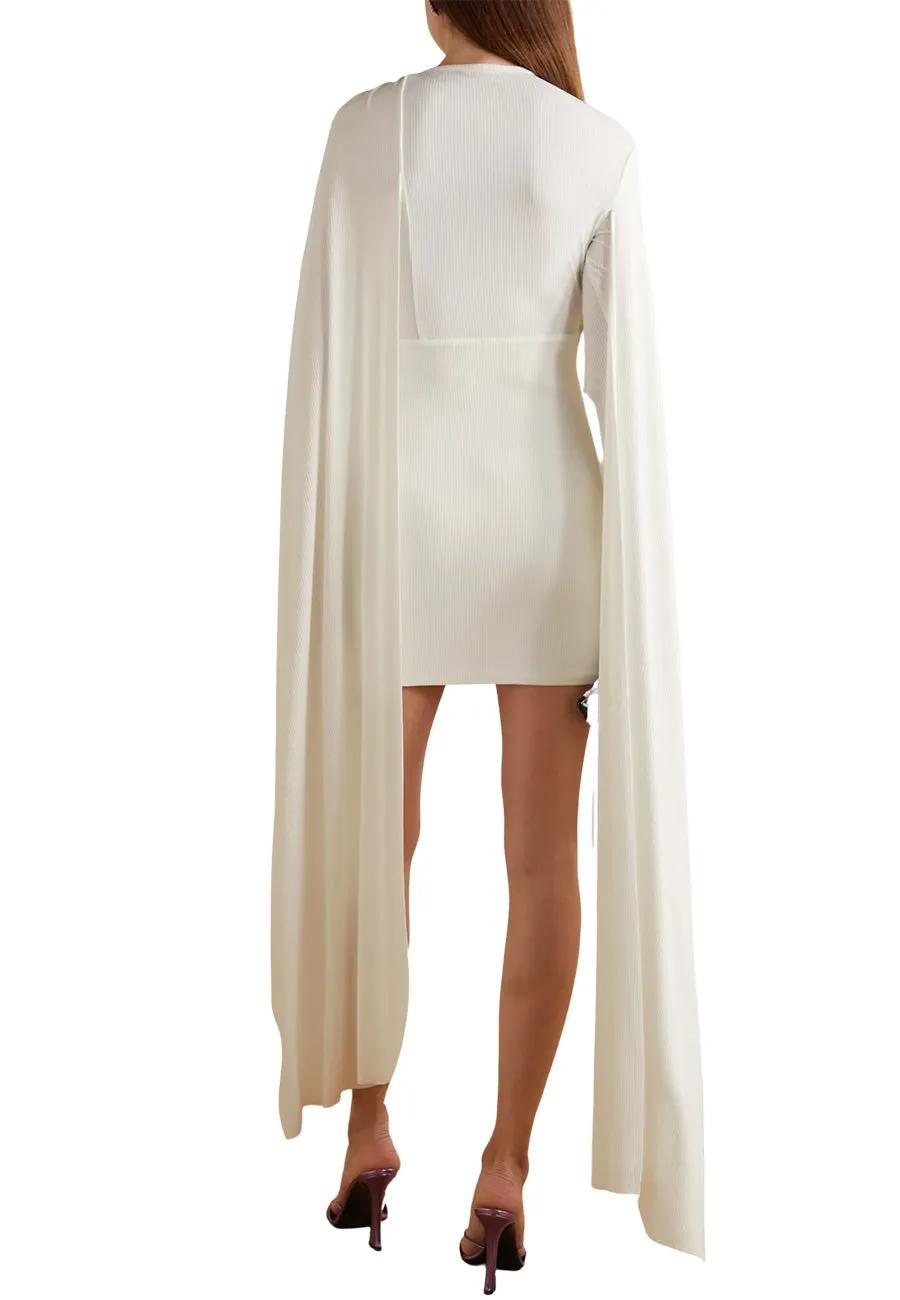 White Leona Cape Sleeves Mini Dress