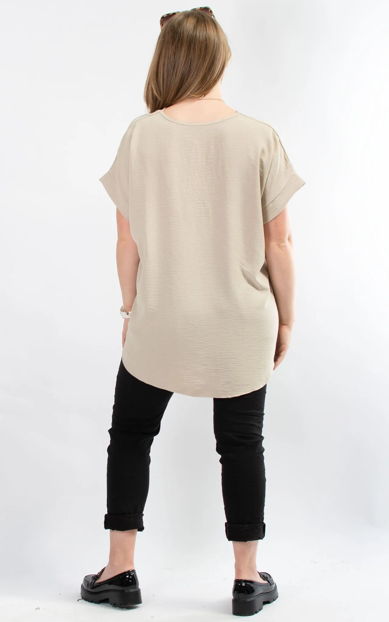 Whoopi V-neck Top | Beige