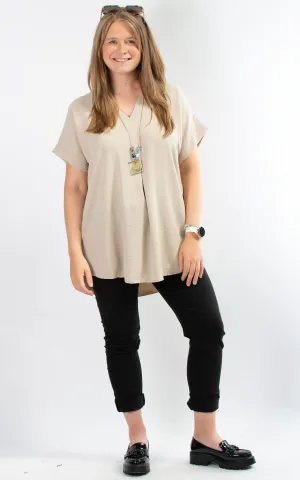 Whoopi V-neck Top | Beige