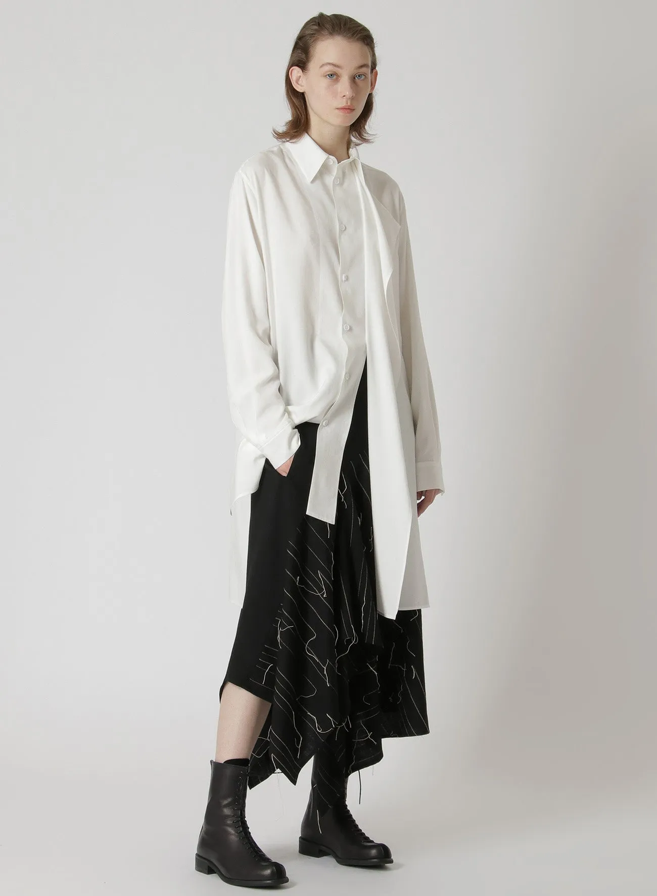 WOOL ASYMMETRIC FLARED SKIRT